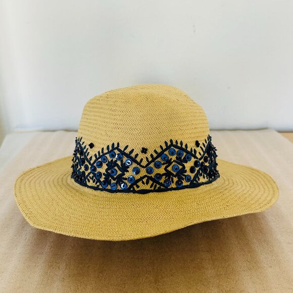 Tory Burch Tan Hat with Blue Embroidery - Picture 2 of 7